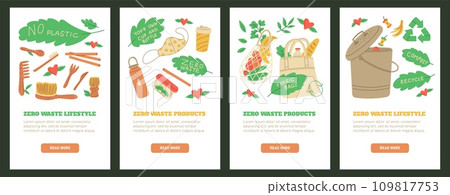 Zero waste products and lifestyle web pages design set. 109817753