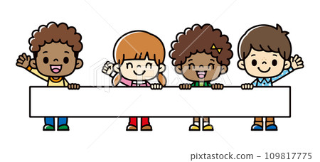 Vector illustration of multicultural children with message board Vector illustration of multicultural children with message board 109817775