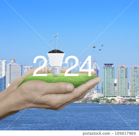 Happy new year 2024 ecological cover concept 109817969