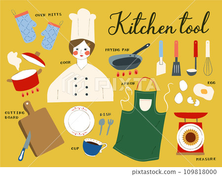 斯堪的納維亞風格的廚房工具手繪插圖 109818000