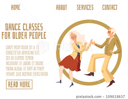 Dance classes for older people web banner design flat vector illustration. 109818637