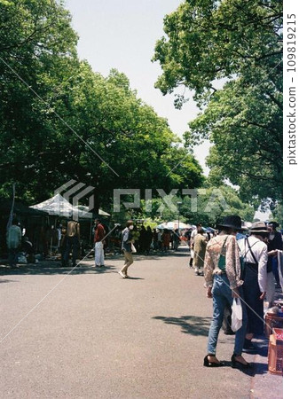 Flea market photographed with a film camera Flea market photographed with a film camera 109819215