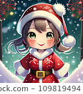 可愛的微笑女孩穿著聖誕老人 109819494