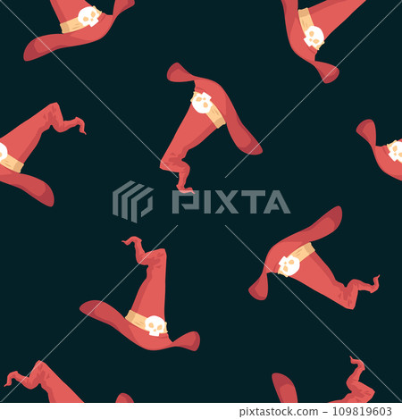 Witch hat seamless pattern for Halloween holiday decoration. 109819603