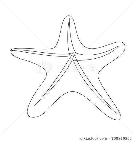 One line sea starfish design silhouette. Hand drawn minimalism style vector illustration. 109819893
