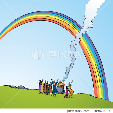 Vector drawing. Noah Offers a Sacrifice to God 109820003