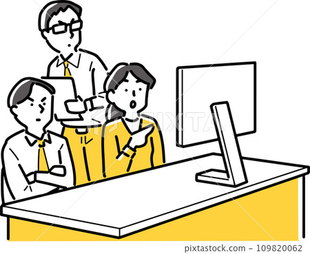 男女員工指著顯示器開會 109820062