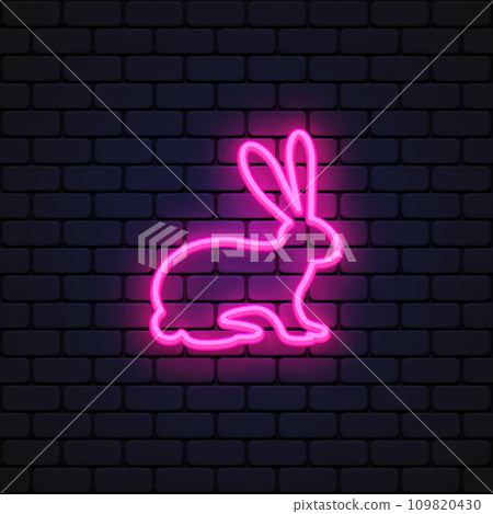 Rabbit neon icon on light background. 109820430