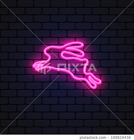 Rabbit neon icon on light background. Rabbit neon icon on light background. 109820436