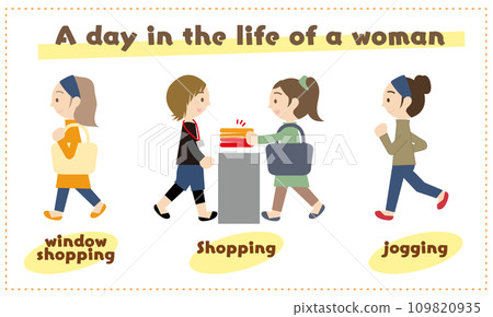 A woman's day window shopping shopping jogging illustration 109820935