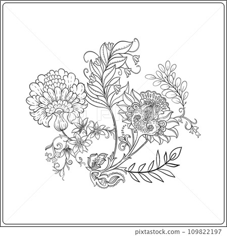 Fantasy flowers and bird, decorative flowers Fantasy flowers and bird, decorative flowers 109822197