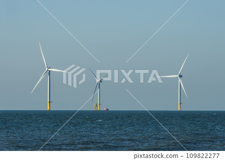 View of the Offshore wind power systems off the western coast of Taiwan. 109822277