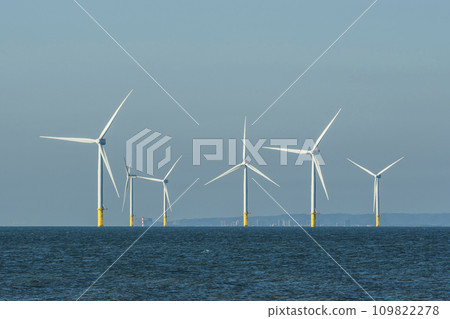 View of the Offshore wind power systems off the western coast of Taiwan. 109822278