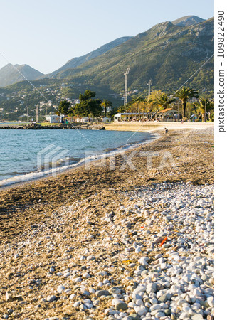 Montenegro Adriatic sea beach in Bar city. Summer travel and vacation concept Montenegro Adriatic sea beach in Bar city. Summer travel and vacation concept 109822490