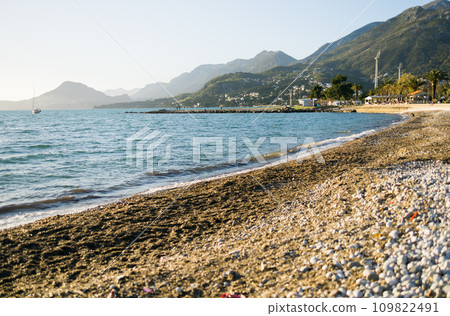 Montenegro Adriatic sea beach in Bar city. Summer travel and vacation concept Montenegro Adriatic sea beach in Bar city. Summer travel and vacation concept 109822491