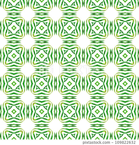 Oriental arabesque hand drawn border. Green vibrant boho chic summer design. Textile ready marvelous print, swimwear fabric, wallpaper, wrapping. Arabesque hand drawn design. 109822632