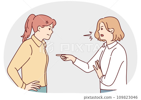 Furious women fighting blaming each other 109823046