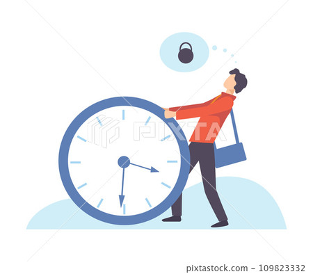 Businessman Carrying Heavy Big lock, Organization and Control of Working Time, Time Management Business Concept Flat Vector Illustration Businessman Carrying Heavy Big lock, Organization and Control of Working Time, Time Management Business Concept Flat Vector Illustration 109823332