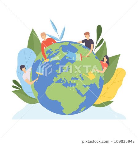 People Cleaning the Earth Planet and Watering Plants, Volunteers Taking Care About Planet Ecology, Environment, Nature Protection Flat Vector Illustration People Cleaning the Earth Planet and Watering Plants, Volunteers Taking Care About Planet Ecology, Environment, Nature Protection Flat Vector Illustration 109823942