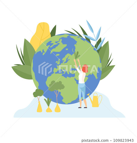 Woman Planting Trees, Volunteers Taking Care About Planet Ecology, Environment, Nature Protection Flat Vector Illustration Woman Planting Trees, Volunteers Taking Care About Planet Ecology, Environment, Nature Protection Flat Vector Illustration 109823943