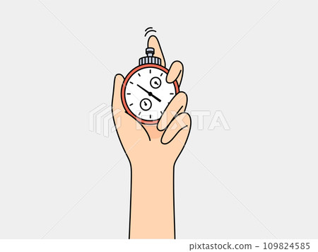 Stopwatch in hand of person tracking speed of athlete or productivity of company employee Stopwatch in hand of person tracking speed of athlete or productivity of company employee 109824585