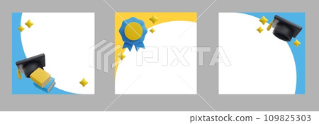 Set of photo frames for graduation 3D style, vector illustration Set of photo frames for graduation 3D style, vector illustration 109825303