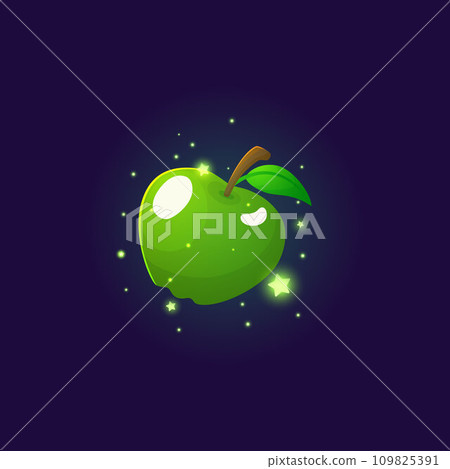 Bright glowing green apple with lear flat style, vector illustration Bright glowing green apple with lear flat style, vector illustration 109825391
