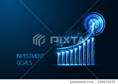 Investment goals, capital growth, wealth building futuristic concept with growth graph and target 109825635