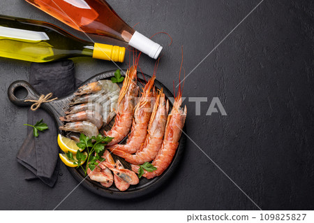 Seafood and Wine on a Table Seafood and Wine on a Table 109825827