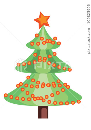 Simple decorated Christmas tree Simple decorated Christmas tree 109825906