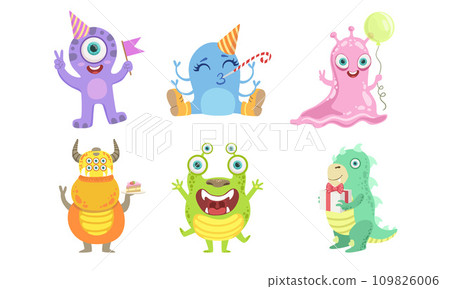 Cute Colorful Monsters Set, Funny Friendly Mutant Characters Vector Illustration 109826006