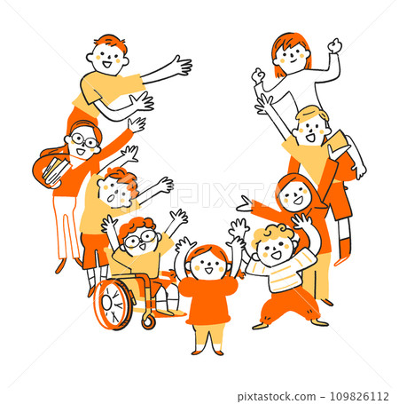 地球與不同年齡、種族、民族的孩子小學生插畫素材 109826112