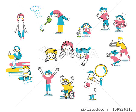 兒童觀察學習套裝插畫素材 109826113