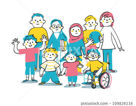 Children of different ages, races, and nationalities Elementary school students Illustration material 109826116
