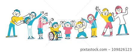 地球與不同年齡、種族、民族的孩子小學生插畫素材 109826123