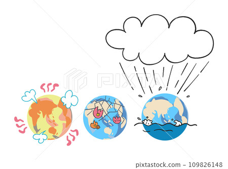 Various problems on earth caused by humanity set illustration material 109826148