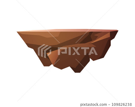 Game level platform in shape of stone island, 2D vector illustration isolated. Game level platform in shape of stone island, 2D vector illustration isolated. 109826238