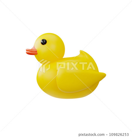 Cute yellow rubber duck baby toy 3D style, vector illustration 109826253