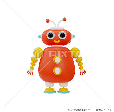 Cute red baby robot toy 3D style, vector illustration Cute red baby robot toy 3D style, vector illustration 109826254