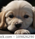 Sleep dog puppy close eye night beautiful nature realistic. 109826290