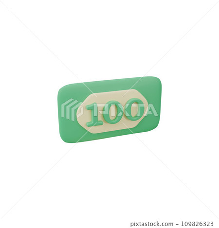 Green realistic banknote with number 100 3D style, vector illustration Green realistic banknote with number 100 3D style, vector illustration 109826323