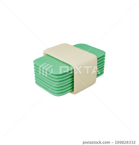 Stack of currency banknotes, 3D realistic green dollar banknotes bundle, green paper bills, money bank vector game asset 109826332