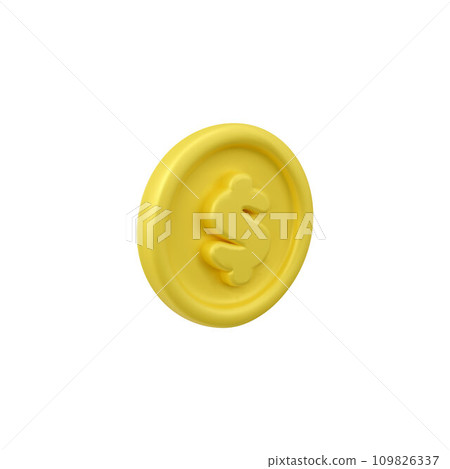 Round golden coin with dollar currency sign 3D style 109826337