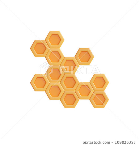 Honeycomb bees hive cells sign, render realistic vector illustration isolated. Honeycomb bees hive cells sign, render realistic vector illustration isolated. 109826355
