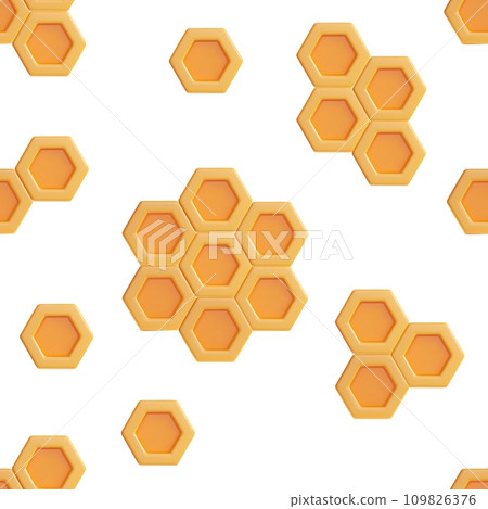 3D honeycomb cells seamless pattern. 109826376