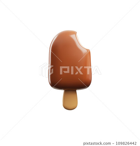Ice cream, popsicle in chocolate, 3d volume icon, vector isolated on white 109826442