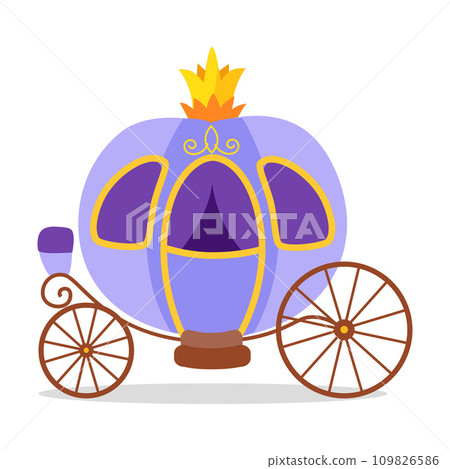 Cute Princess Carriage with Golden Crown Vector Illustration 109826586