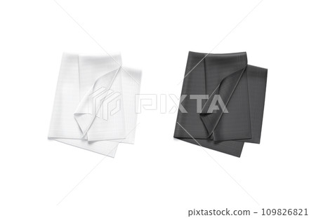 Blank black and white folded twill silk scarf mockup, isolated 109826821