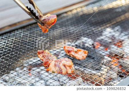 Meat grilled on a barbecue 109826832