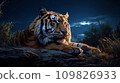 AI image of a tiger hiding in the dark night 109826933